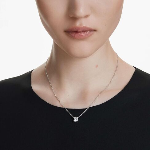 Swarovski Stilla Pendant, Square Cut, Clear, Rhodium Finished in Saudi Arabia
