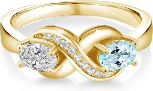 Gem Stone King 18K Yellow Gold Plated Silver Lab Grown Diamond Yellow Sapphire and White Created Sapphire Statement Ring For Women | 1.11 Cttw | Oval 6X4MM | Available In Size 5, 6, 7, 8, 9 in Saudi Arabia