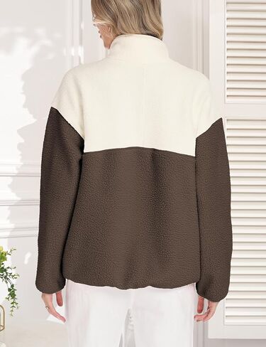 TAQCUX Womens Colorblock Fleece Jacket Half Zip Mockneck Sherpa Pullover Hiking Outdoor Sweatshirts with Pockets in Saudi Arabia