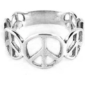 خاتم من الفضة الاسترليني بمقاسات التخرج بعلامات السلام، مقاس 7 in Kuwait