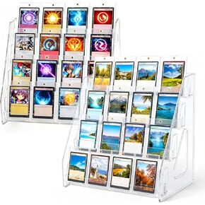 حامل عرض بطاقات التجارة الأكريليك من 4 طبقات، رف مرتفع شفاف لألواح PSA BGS SGC، والتحميل العلوي والحوامل المغناطيسية، وعرض الطاولة للبطاقات الرياضية المتدرجة، وTCG، وبطاقات التهنئة، سهلة التركيب (عبوة واحدة) in Kuwait