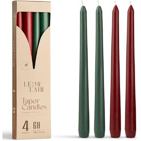 Leor & Lair 10" Christmas Taper Candles – 12 Pack of Red, Green & White Christmas Candlesticks – Long Burning Holiday Dinner Table Candles for Advent, Weddings & Home Décor in Saudi Arabia