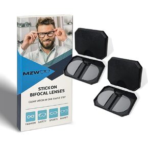 MZWOTO 2 Pack Stick-On Bifocal Lenses for Sunglasses & Safety Glasses – Invisible Peel-and-Stick Reader Inserts, Self-Adhesive Reusable Diopter Magnifier Patches, Trim-to-Fit, +250 in Saudi Arabia