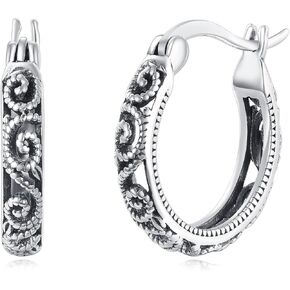 POPLYKE Sterling Silver Celtic Filigree Hoops Earrings Small Huggie Earrings Jewelry Gift for Women in Saudi Arabia