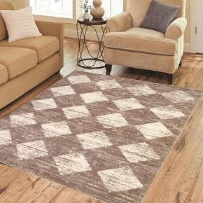 Spxxm Checkered Rug 3x5 Washable Black Distressed Diamond Rug Non Slip,Soft Indoor Floor Carpet for Living Room, Bedroom, Entryway,Kitchen in Saudi Arabia