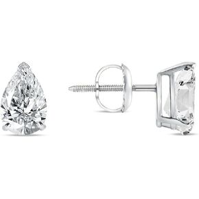 Diamond Jewellerry 2.25 Ct Pear Teardrop Created Diamond Earrings Real 14K White Gold Basket Screw in Saudi Arabia