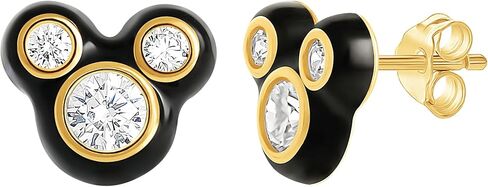 Disney Minnie and Mickey Mouse Cubic Zirconia and Enamel Stud Earrings Official License, Flash-Plated in Saudi Arabia