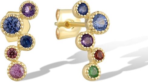 Santuzza 10K Solid Gold Cluster Gemstone Dainty Earrings for Women in Saudi Arabia