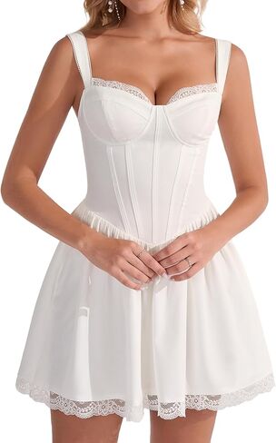 KUTUMAI Lace Floral Corset Mini Dress Summer Short Dresses for Women 2026 in Saudi Arabia