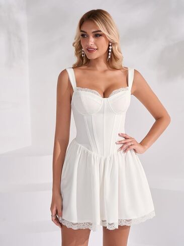 KUTUMAI Lace Floral Corset Mini Dress Summer Short Dresses for Women 2026 in Saudi Arabia