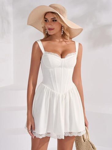 KUTUMAI Lace Floral Corset Mini Dress Summer Short Dresses for Women 2026 in Saudi Arabia