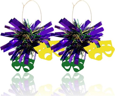 Dreuyet Colorful Mardi Gras Earrings for Women Sparkle Resin Fireworks Pom Pom Hoop Earrings Exaggerated Lightweight Carnival Theme Dangle Earrings for Lady in Saudi Arabia