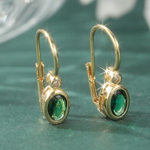 Fashionable and Compact Copper Material Golden Hoop Earrings Inlaid with Synthetic Green Zircon, Exquisite Women's Earrings, Bridal Accessories, Vintage Jewelry in Saudi Arabia