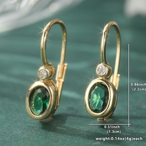 Fashionable and Compact Copper Material Golden Hoop Earrings Inlaid with Synthetic Green Zircon, Exquisite Women's Earrings, Bridal Accessories, Vintage Jewelry in Saudi Arabia