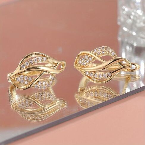 1 Pair of Elegant and Luxurious Sparkling Synthetic Zirconia Decorative Earrings, Elegant and Simple Style, Daily Casual Accessories in Saudi Arabia