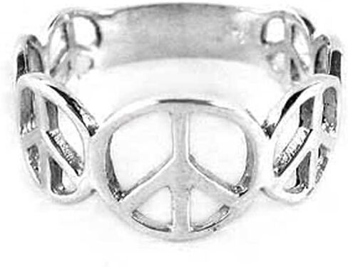 خاتم من الفضة الاسترليني بمقاسات التخرج بعلامات السلام، مقاس 7 in Kuwait