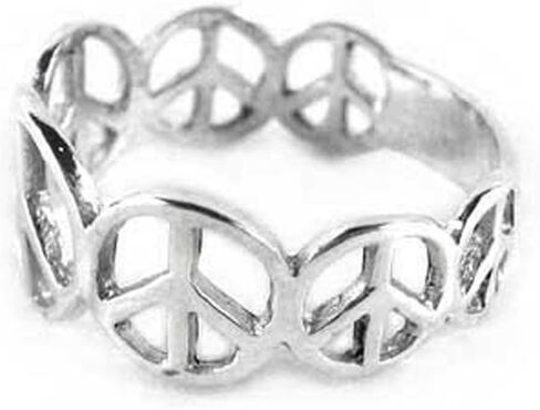 خاتم من الفضة الاسترليني بمقاسات التخرج بعلامات السلام، مقاس 7 in Kuwait