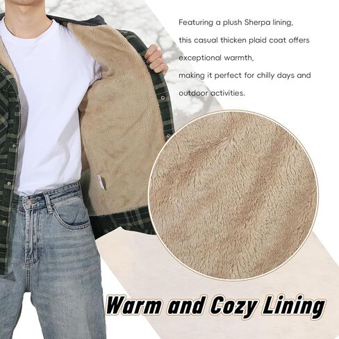 كوانغ! سترة رجالية من الفلانيل فضفاضة منقوشة ومبطنة بقماش الشيربا وسترات شتوية دافئة مع غطاء للرأس in Saudi Arabia