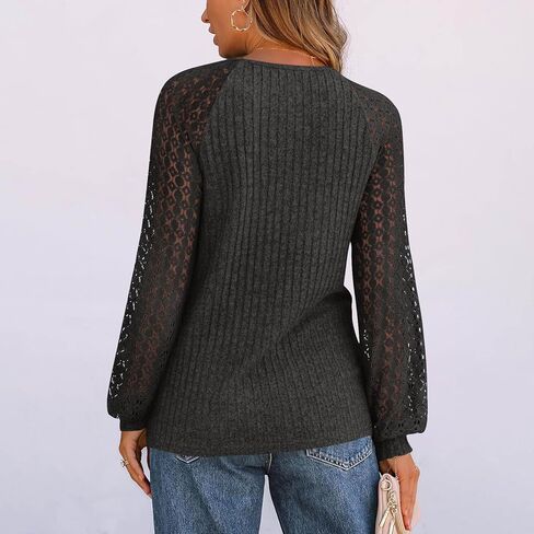 Knit Sweater Women Long Sleeve Crewneck Sweatshirts Trendy Tunic Pullover Tops with Thumb Holes Comfy Winter Sweaters in Saudi Arabia