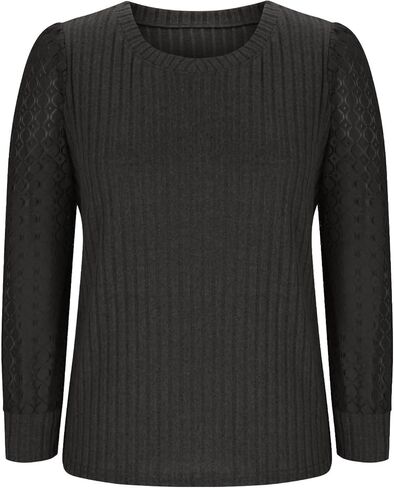 Knit Sweater Women Long Sleeve Crewneck Sweatshirts Trendy Tunic Pullover Tops with Thumb Holes Comfy Winter Sweaters in Saudi Arabia