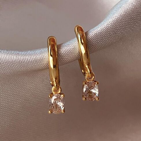 SWEET PEEPS 18K Gold Plated Huggie Hoop Earrings for Women, Dangling CZ Charm, 9mm Huggie Hoops for Everyday Wear (Gold, 9mm) in Saudi Arabia