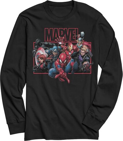 تي شيرت Marvel Avengers Heroes Comic Style Spider-Man Iron Man بأكمام طويلة in Saudi Arabia