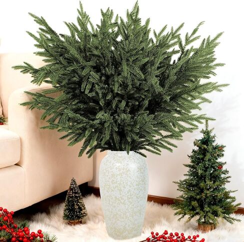 Real Touch Norfolk Pine Branch -36" Artificial Christmas Green Plants Branches Faux Greenery Stem Fake Cedar Pine Picks for Vase DIY Crafts Garland Wreath Xmas Indoor Outdoor Home Decor (6 Pcs) in Saudi Arabia