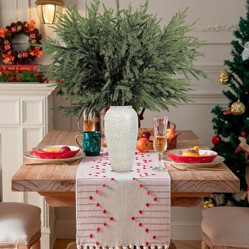 Real Touch Norfolk Pine Branch -36" Artificial Christmas Green Plants Branches Faux Greenery Stem Fake Cedar Pine Picks for Vase DIY Crafts Garland Wreath Xmas Indoor Outdoor Home Decor (6 Pcs) in Saudi Arabia