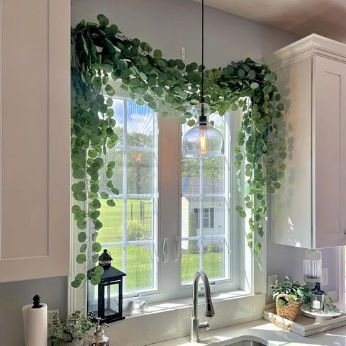 Artificial Eucalyptus Garland Green Faux Eucalyptus Leaves Table Greenery Wreath Vines for Home Wedding Party Wall Decoration in Saudi Arabia