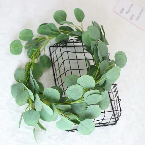 Artificial Eucalyptus Garland Green Faux Eucalyptus Leaves Table Greenery Wreath Vines for Home Wedding Party Wall Decoration in Saudi Arabia