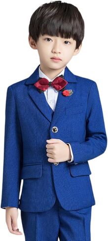 Boys Suit Plaid Stripes Suits for Boys 3 Piece Formal Wedding Outfit Slim Fit Suit Blazer Vest Pants Set in Kuwait