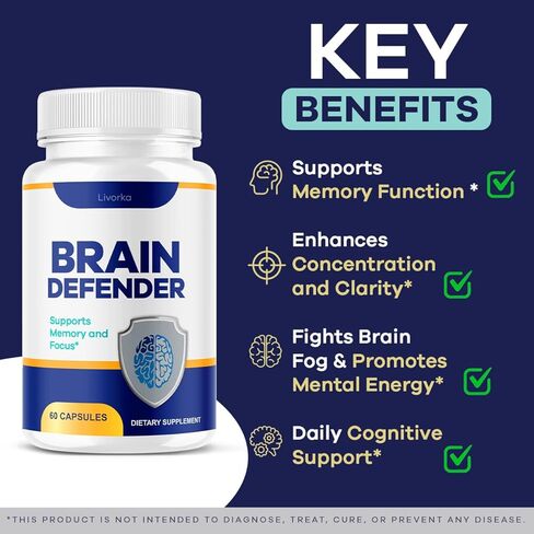 (3 Pack) Brain Defender - Official Brain Defender Supplement Advanced Pills, Natural Brain Defender Brain and Memory Support, Brain Defender Health & Wellness Multivitamin, 180 Capsules for 3 Months in Saudi Arabia
