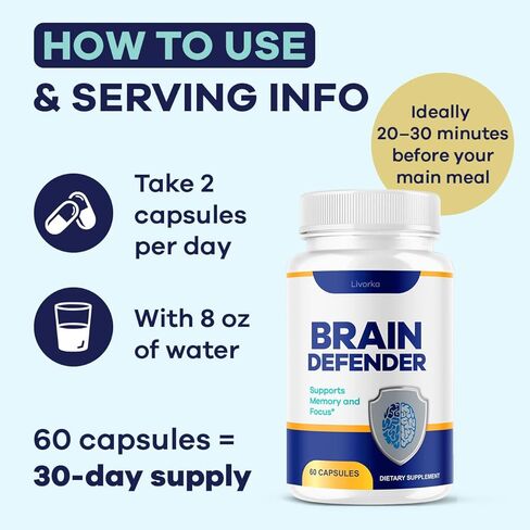 (3 Pack) Brain Defender - Official Brain Defender Supplement Advanced Pills, Natural Brain Defender Brain and Memory Support, Brain Defender Health & Wellness Multivitamin, 180 Capsules for 3 Months in Saudi Arabia