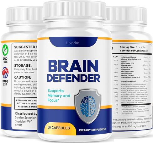 (3 Pack) Brain Defender - Official Brain Defender Supplement Advanced Pills, Natural Brain Defender Brain and Memory Support, Brain Defender Health & Wellness Multivitamin, 180 Capsules for 3 Months in Saudi Arabia