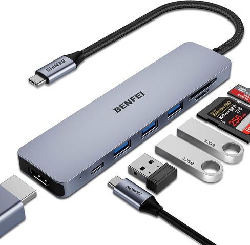 BENFEI 8-in-1 USB C Hub with Secure Clamp – Features 4K@60Hz HDMI, Gigabit Ethernet, 100W PD, 10Gbps 1x USB-C, 2 x USB-A 3.2, 2 x USB-A 2.0 Compatible with MacBook, iPad Pro, iMac, S23, XPS17 in Saudi Arabia