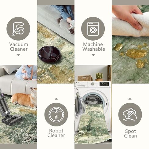 Abstract Area Rug 3x5 Entryway Green Washable Rugs Non-Slip Soft Small Area Rug Door Mat Stain Resistant Foldable Low Pile Floor Carpet for Entrance Kitchen Hallway Home Office Kids Room in Saudi Arabia