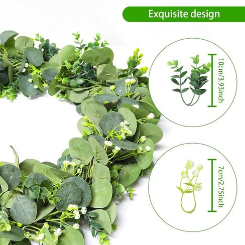 Artificial Eucalyptus Garland, 5.9FT Greenery Garland Vines Decoration, Faux Silver Dollar Eucalyptus Leaves for Table Home Wedding Mantle Party Indoor Decor in Saudi Arabia