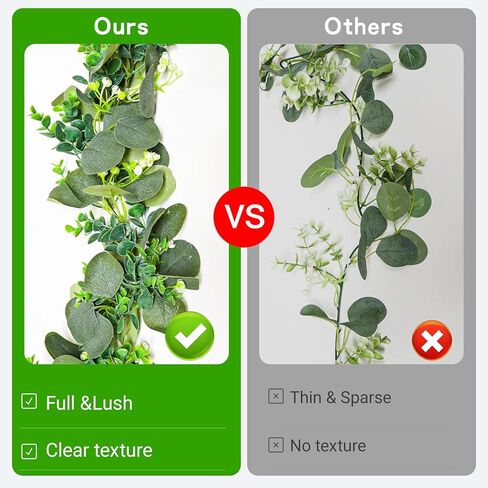 Artificial Eucalyptus Garland, 5.9FT Greenery Garland Vines Decoration, Faux Silver Dollar Eucalyptus Leaves for Table Home Wedding Mantle Party Indoor Decor in Saudi Arabia