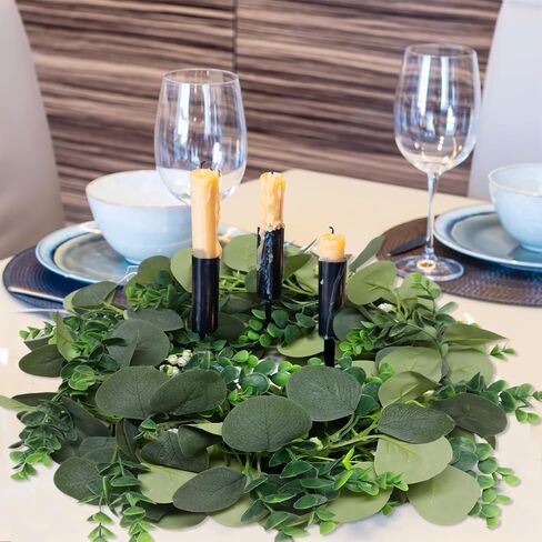 Artificial Eucalyptus Garland, 5.9FT Greenery Garland Vines Decoration, Faux Silver Dollar Eucalyptus Leaves for Table Home Wedding Mantle Party Indoor Decor in Saudi Arabia