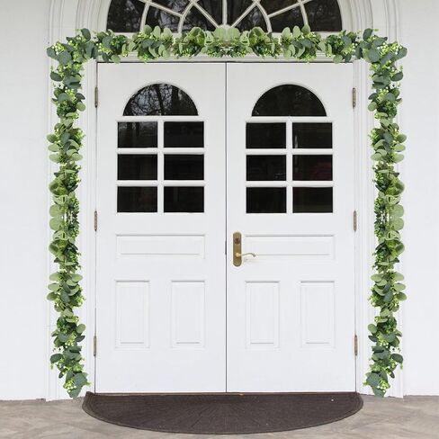 Artificial Eucalyptus Garland, 5.9FT Greenery Garland Vines Decoration, Faux Silver Dollar Eucalyptus Leaves for Table Home Wedding Mantle Party Indoor Decor in Saudi Arabia