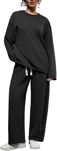 طقم رياضي نسائي مكون من قطعتين لخريف وشتاء جديد بأكمام طويلة، سويت شيرت وسروال ملابس رياضية غير رسمية in Kuwait