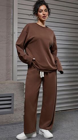 Women's 2 Piece Autumn Winter New Women's Tracksuit Set Long Sleeve Sweatshirt & Pants Casual Sportswear in Saudi Arabia