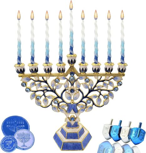 The Dreidel Company Hanukkah Menorah Enamel Hand-Painted Enameled Metal in Saudi Arabia