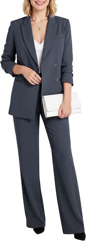 Women's 2 Piece Suit Two Button Business Casual Office Work Outfits Dressy Blazer Wide Leg Pants Set in Saudi Arabia