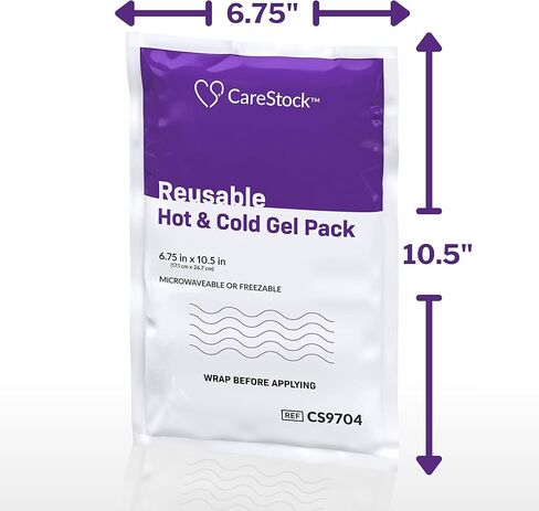 عبوات جل ساخن وبارد قابلة لإعادة الاستخدام من CareStock [عبوة واحدة] - جل ثلج كبير ومرن أو ضغط حراري للإصابات وتخفيف الألم والتورم وآلام العضلات - آمن للاستخدام في الميكروويف والفريزر - 6.75 بوصة × 10.5 بوصة in Kuwait