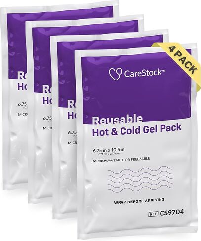 عبوات جل ساخن وبارد قابلة لإعادة الاستخدام من CareStock [عبوة واحدة] - جل ثلج كبير ومرن أو ضغط حراري للإصابات وتخفيف الألم والتورم وآلام العضلات - آمن للاستخدام في الميكروويف والفريزر - 6.75 بوصة × 10.5 بوصة in Kuwait