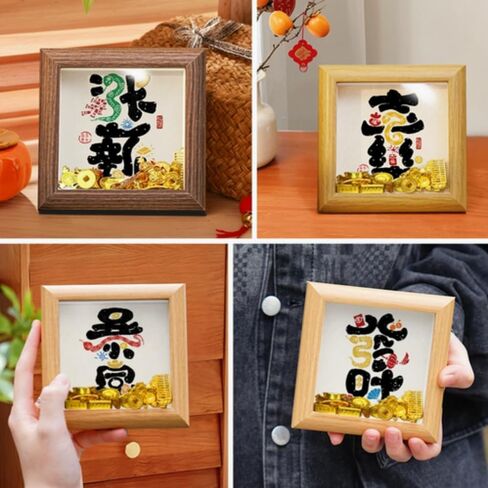Naeutop 6x6 Wooden Shadow Box Frame Picture Frame set of 2, with 5x5 mat, Walnut Square Picture Frame with Real Glass Small Square frame for Tiny Photos, Display on Table Desk Top or Wall Hanging in Saudi Arabia