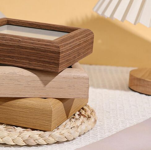 Naeutop 6x6 Wooden Shadow Box Frame Picture Frame set of 2, with 5x5 mat, Walnut Square Picture Frame with Real Glass Small Square frame for Tiny Photos, Display on Table Desk Top or Wall Hanging in Saudi Arabia