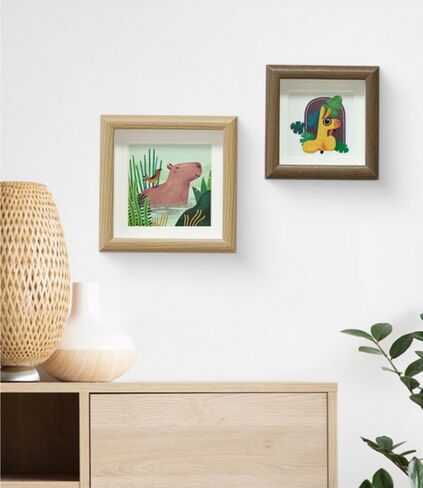 Naeutop 6x6 Wooden Shadow Box Frame Picture Frame set of 2, with 5x5 mat, Walnut Square Picture Frame with Real Glass Small Square frame for Tiny Photos, Display on Table Desk Top or Wall Hanging in Saudi Arabia