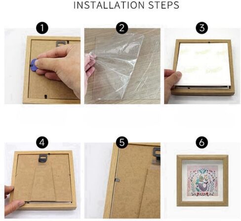 Naeutop 6x6 Wooden Shadow Box Frame Picture Frame set of 2, with 5x5 mat, Walnut Square Picture Frame with Real Glass Small Square frame for Tiny Photos, Display on Table Desk Top or Wall Hanging in Saudi Arabia